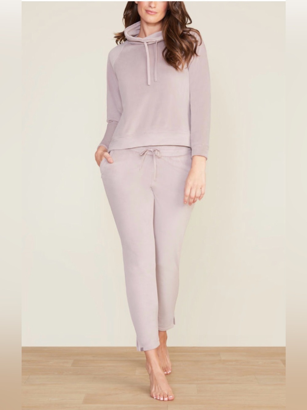 Barefoot Dreams Luxechic | Deep Taupe Skinny Pant W Zippers | Tie Waist Lounge S